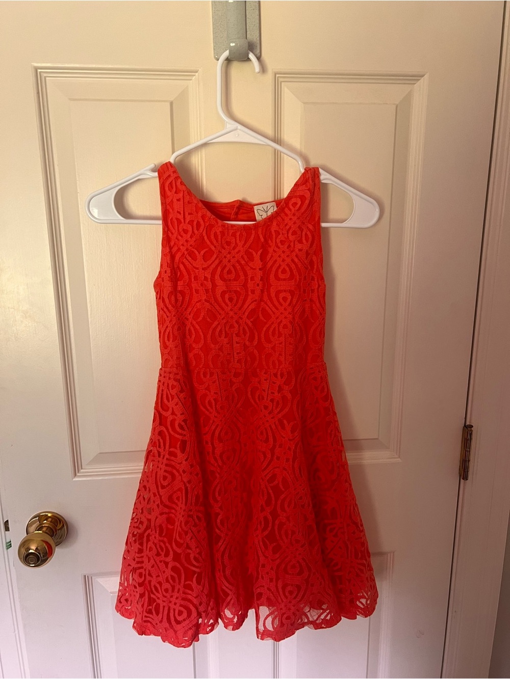 Ella Moss Bright Red Lace Fit-and-Flare Dress